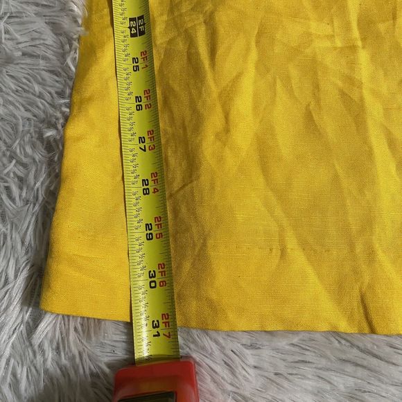 Ann Taylor Lagenlook Paperbag Waist Pants Womens Small Yellow Linen Minimalist - Picture 6 of 9